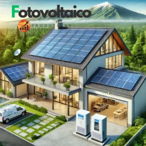 Impianto fotovoltaico da 3 kW installato su un tetto residenziale con pannelli solari orientati verso il sole, circondato da un ambiente verde e sostenibile.