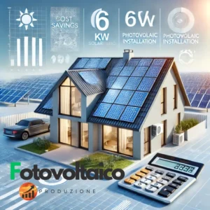 Produzione giornaliera fotovoltaico 6 kW su impianto residenziale, ottimizzando l'efficienza energetica con il Costo Impianto Fotovoltaico 6 kW.