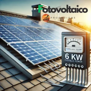 Impianto fotovoltaico da 6 kW su contatore da 3 kW installato su un tetto residenziale, ottimizzando il consumo energetico e riducendo le bollette