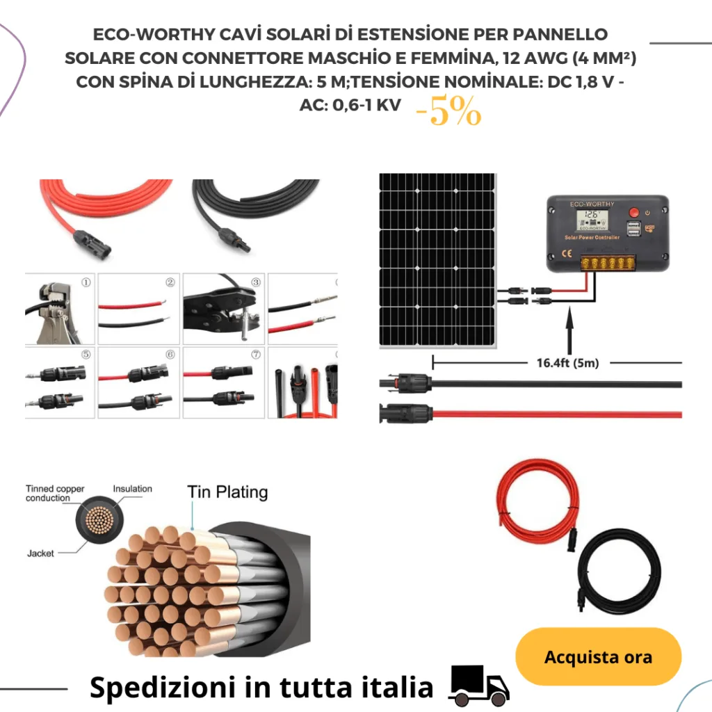 Cavi fotovoltaico di alta qualità per impianti solari, ideali per garantire una connessione sicura e duratura